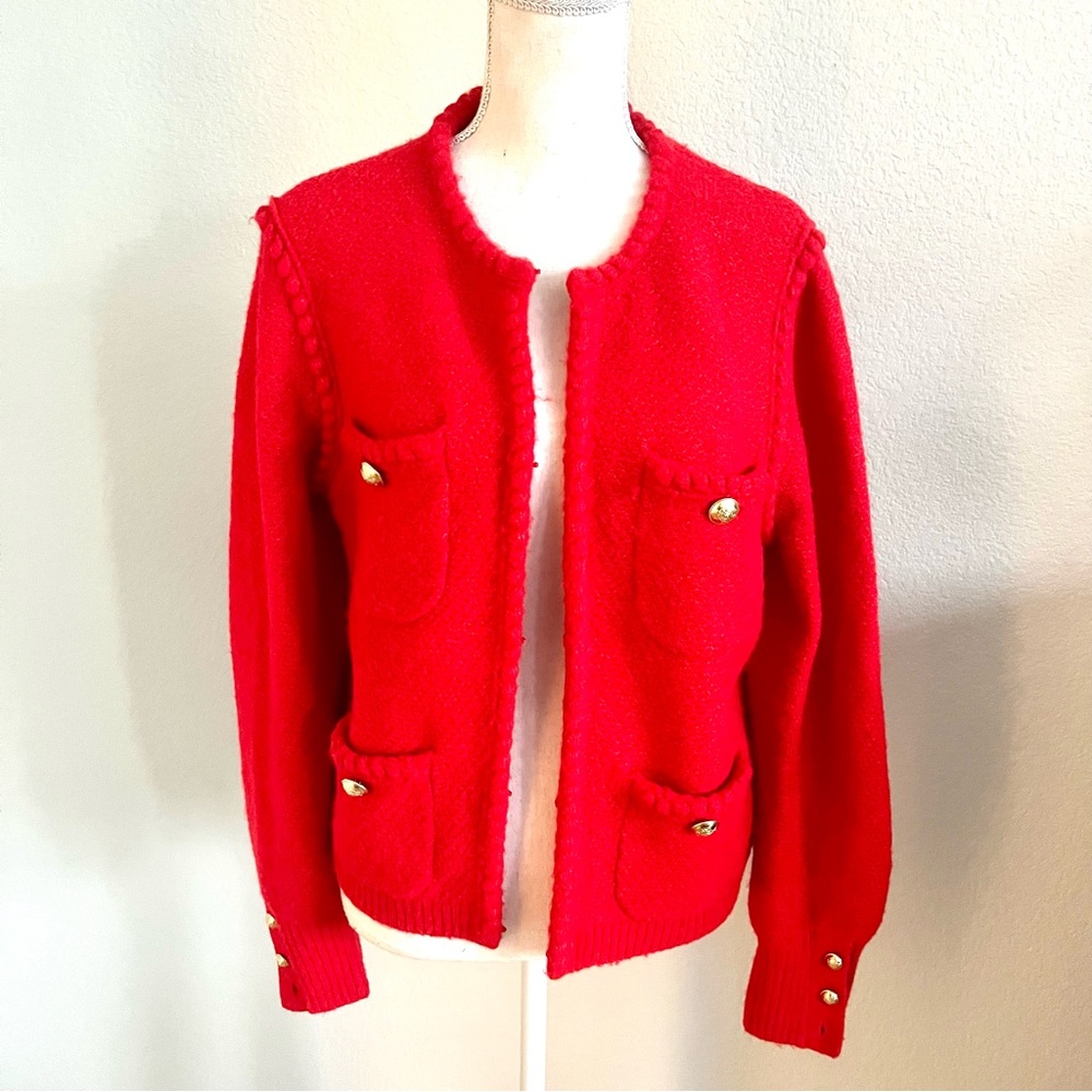 J. Crew Red Jacket with Gold Buttons - Picture 2 of 5